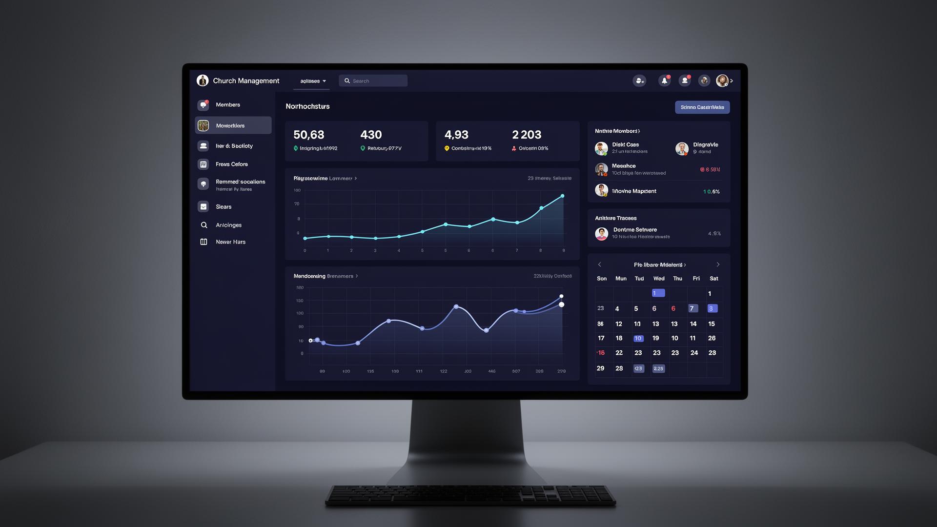 Dashboard completo da Rede Web Cristã
